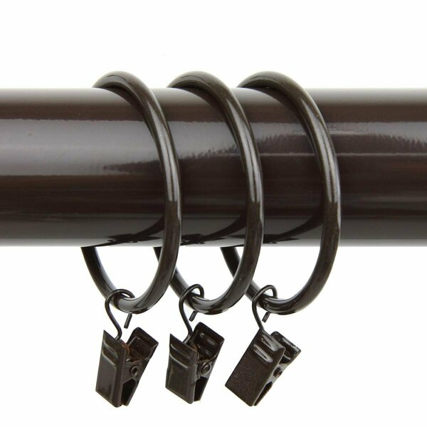 H2H 2 in. Curtain Rings with Clips, Cocoa - Set of 10 H23176904